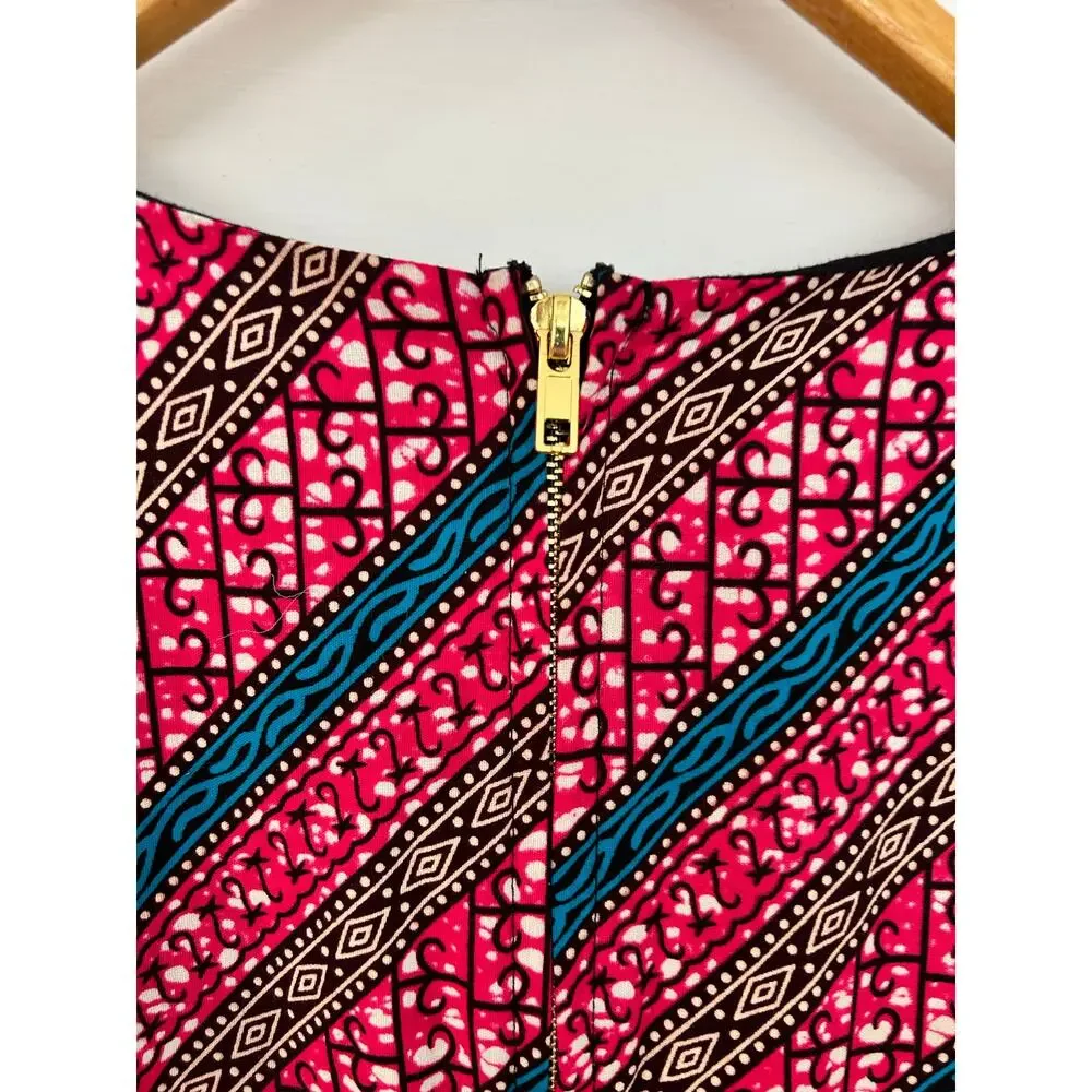 Mae Otti Dress Womens 2XL African Print Knee Length V Neck Back Zip XC Fast Ship - Picture 7 of 12